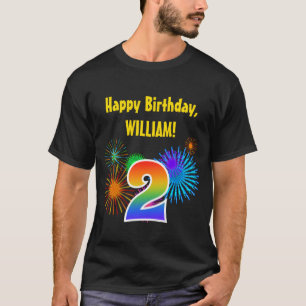 Fun Fireworks + Regenbogenmuster "2" Geburtstag # T-Shirt