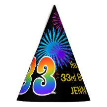 Fun Fireworks + Regenbogenmuster "33" Geburtstag #