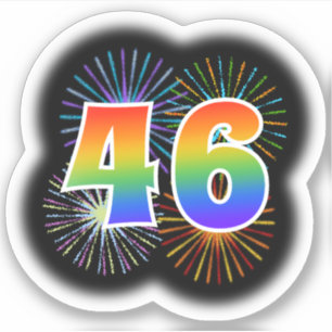 Fun Fireworks + Regenbogenmuster "46" Event # Aufkleber
