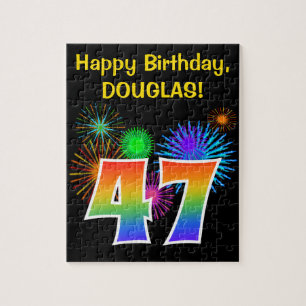Fun Fireworks + Regenbogenmuster "47" Geburtstag # Puzzle