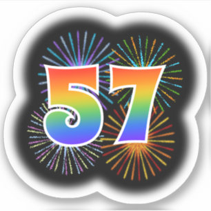 Fun Fireworks + Regenbogenmuster "57" Event # Aufkleber