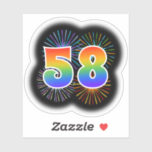 Fun Fireworks + Regenbogenmuster "58" Event # Aufkleber
