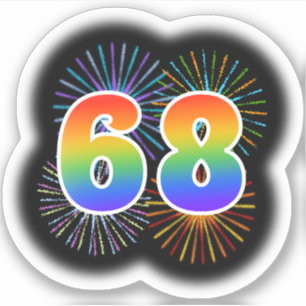 Fun Fireworks + Regenbogenmuster "68" Event # Aufkleber
