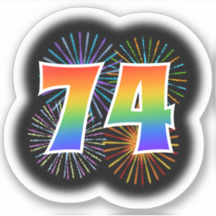 Fun Fireworks + Regenbogenmuster "74" Event # Aufkleber