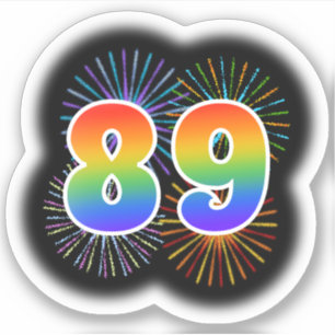 Fun Fireworks + Regenbogenmuster "89" Event # Aufkleber