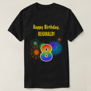 Fun Fireworks + Regenbogenmuster "8" Geburtstag # T-Shirt
