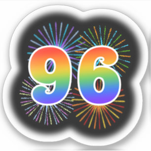 Fun Fireworks + Regenbogenmuster "96" Event # Aufkleber