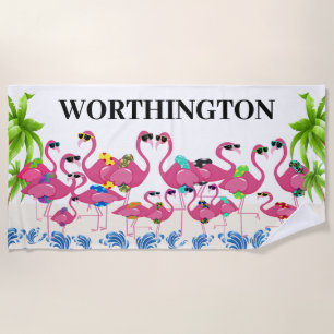 Fun Flamingo Family Strandtuch