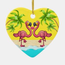 Fun Flamingo Liebe Keramik Ornament