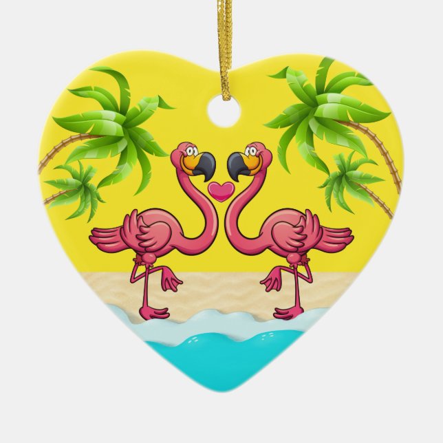 Fun Flamingo Liebe Keramik Ornament (Vorne)