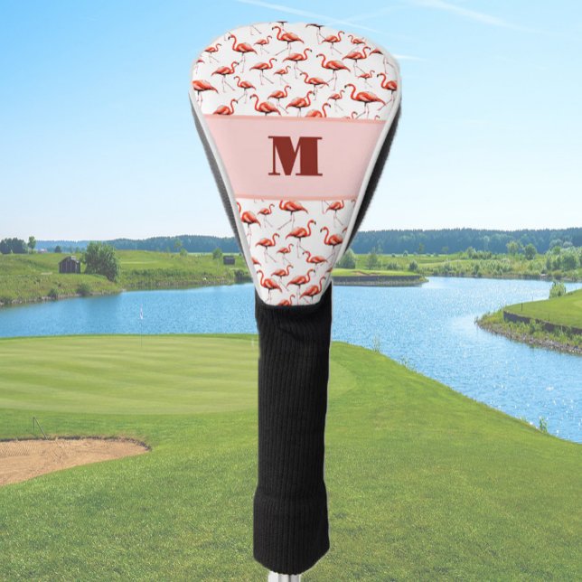 Fun Flamingo rosa und weiße benutzerdefinierte mon Golf Headcover (Von Creator hochgeladen)