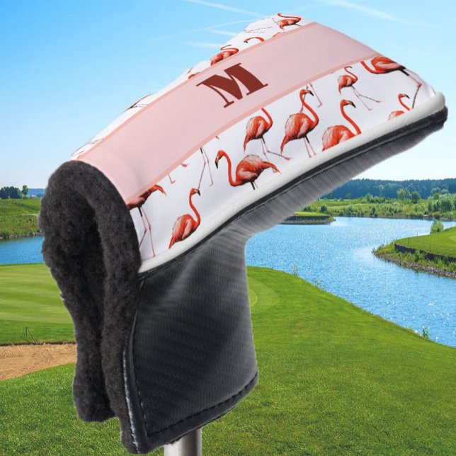 Fun Flamingo rosa und weiße benutzerdefinierte mon Golf Headcover (Von Creator hochgeladen)