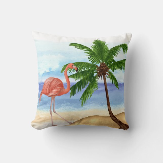 Fun Flamingo Tropical Pillow Kissen (Vorderseite)