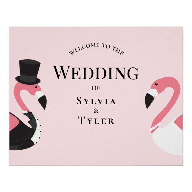Fun Flamingo Wedding Willkommen Poster (Vorderseite)