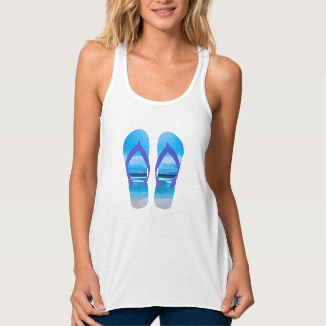 Fun Flip Flops Sommer Beach Art für Urlaub Tank Top (Vorderseite)