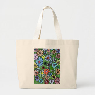 "Fun Floral #2" Floral Tote Bag Jumbo Stoffbeutel