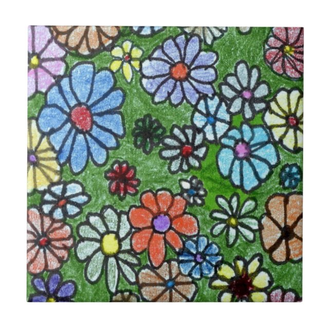 "Fun floral #2" Kitengarten Keramik Tile Fliese (Vorderseite)