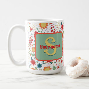 Fun Floral Monogram Name Inspirivity Coffee Tasse