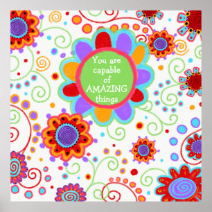 Fun Floral "Phantastische Dinge" Klassenposter Poster