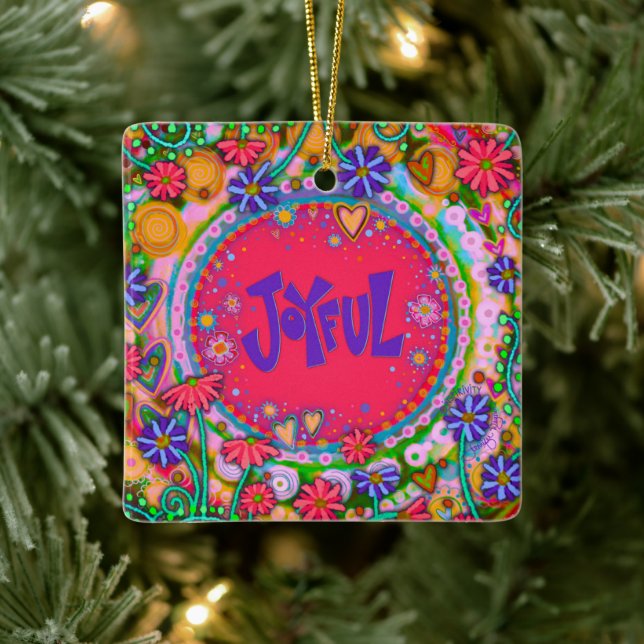 Fun Floral Pink Freude Inspirivity Keramikornament (Baum)
