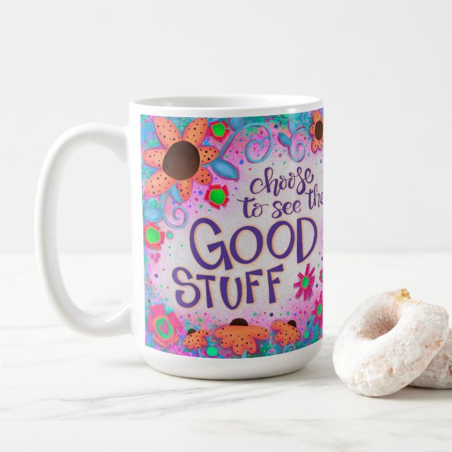 Fun Floral sehen die gute Inspiritivität Kaffeetasse (Mit Donut)