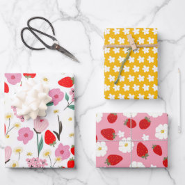 Fun Floral Strawberry Dream Geschenkpapier Set