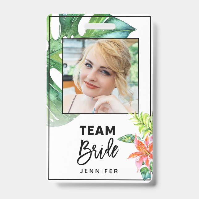 Fun Floral Tropical Team Bridge Junggeselinnen-Abs Ausweis (Vorderseite)