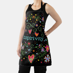 Fun Floral Whimsical Black Inspirivity Schürze