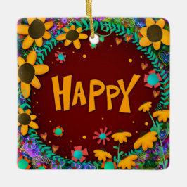 Fun Floral Yellow Daisy Happy Inspirivity Keramikornament