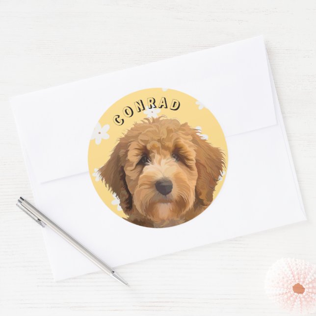 Fun florale Labradoodle Aufkleber Niedlich Retro D (Umschlag)