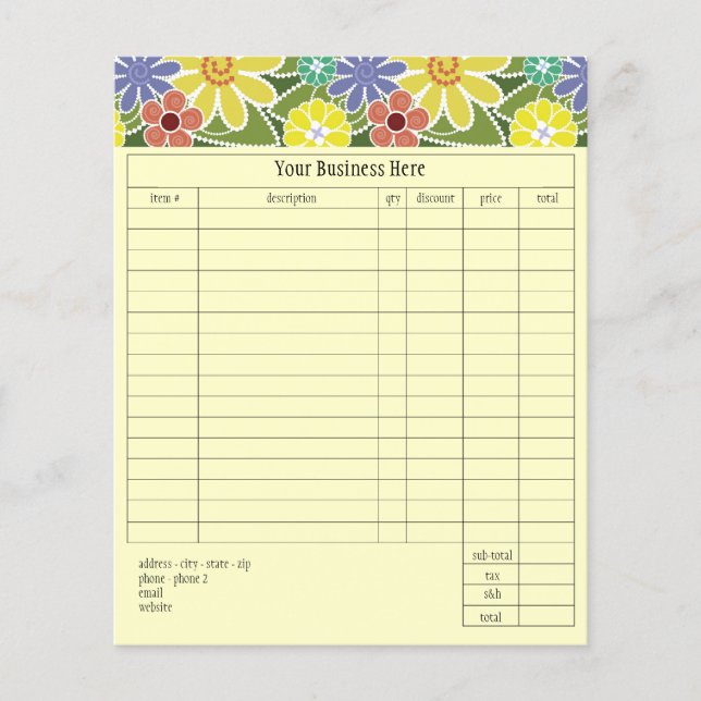 Fun Florals Bright Small Order Form (Vorderseite)