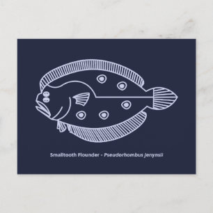 Fun Flounder Fisch im Licht Lila auf Deepest Blue Postkarte