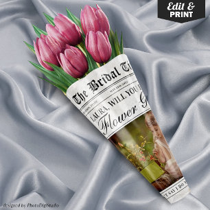 Fun Flower Girl Vorschlag Zeitung Blume Bouquet Geschenkpapier Set