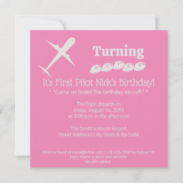 Fun Flugzeug Pilot Kindergeburtstag Party Rosa Einladung