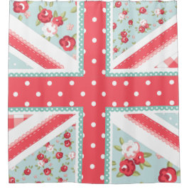 Fun Folk Quilt Britische Union Jack Pastels Duschvorhang