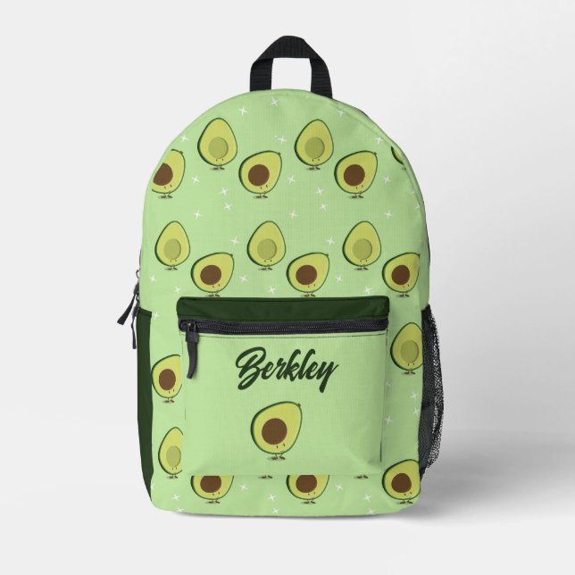 Fun Food Niedlich Avocado Kinder Name Bedruckter Rucksack (Vorderseite)