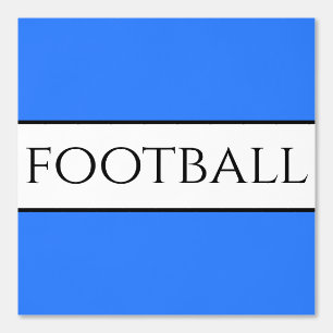 Fun FOOTBALL Text Bright Blue Schwarz-weiß Stripes Tapete