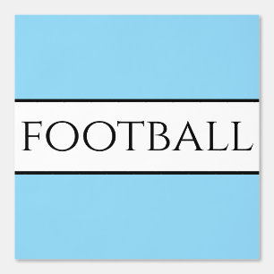 Fun FOOTBALL Text Light Blue Schwarz-weiß Stripes Tapete