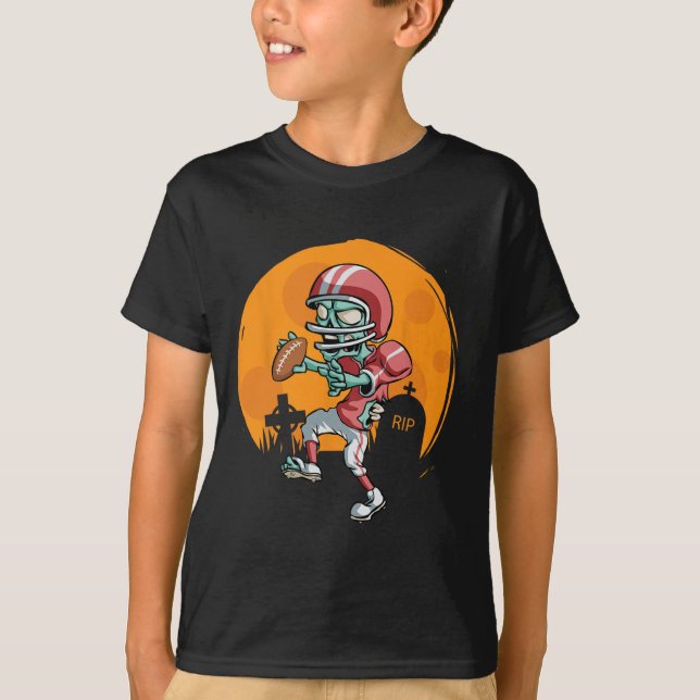 Fun Football Zombie Player Halloween Fußball Spinn T-Shirt (Vorderseite)