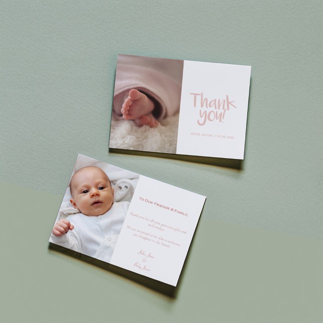 Fun Foto, Baby Girl, Baby Dusche Dankeschön Karte (Your photo, baby girl, baby shower thank you card)