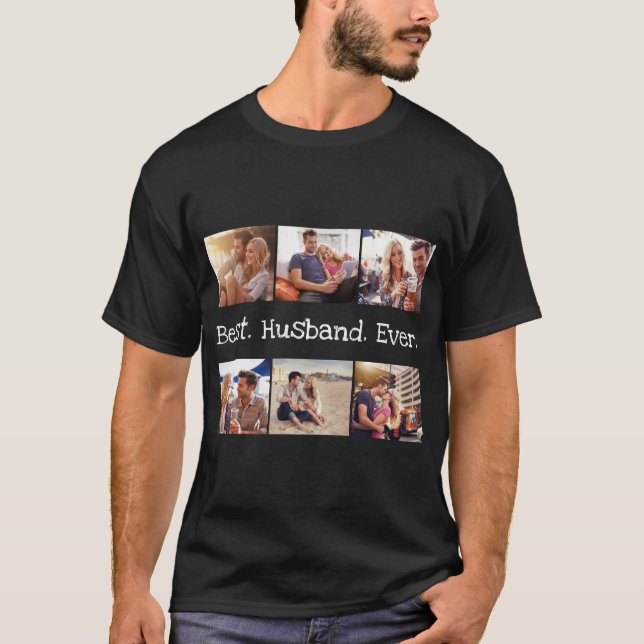 Fun Foto Bestes Ehemann jemals Personalisiert Blac T-Shirt (Vorderseite)