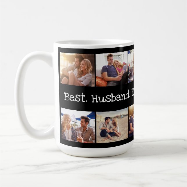 Fun Foto Collage Bestes Husband Schwarz-weiß Kaffeetasse (Links)
