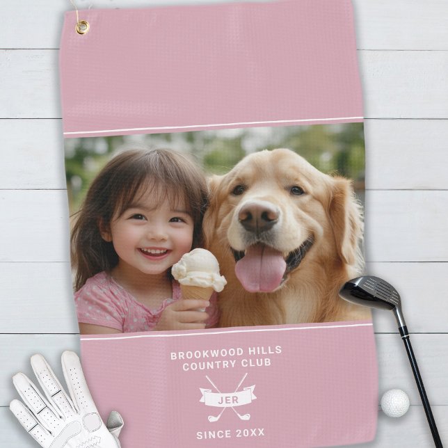 Fun Foto Modernes Mit Monogramm Golfer Club Pro Ro Golfhandtuch (Von Creator hochgeladen)