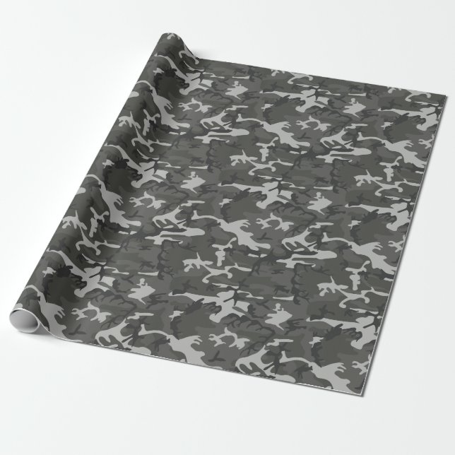 Fun Four Color Gray Shadows Camouflage Geschenkpapier (Ungerollt)