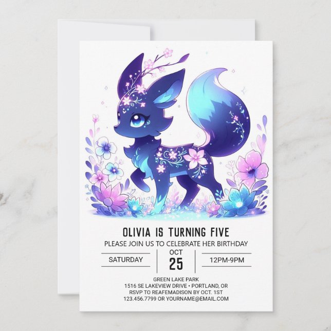 Fun Fox Digital Geburtstag Einladung (Vorderseite)