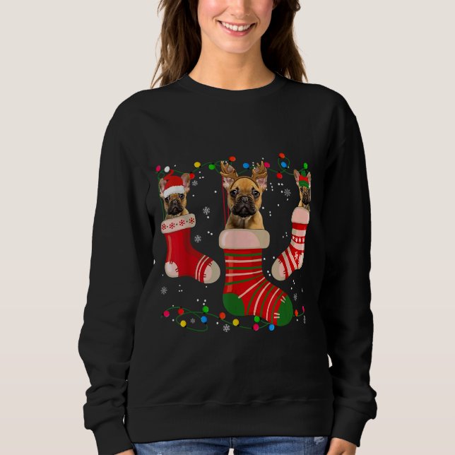Fun French Bulldog Strumpf Weihnachtssocken Sweatshirt (Vorderseite)