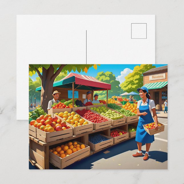 Fun fresh fruit vendors postkarte (Vorne/Hinten)