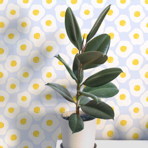 Fun Fried Eggs Blue Pattern Tapete