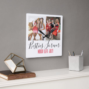 Fun Friendship Kundenspezifisches Foto Quadratische Wanduhr