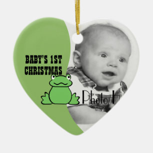 Fun Frog "Baby's First Christmas" Foto Keramikornament